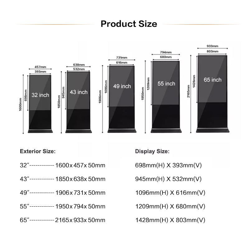New Elegant Floor Standing Digital Signage and Display Wifi Lcd Screen Totem Kiosks 55 Inch Indoor Advertising Playing Equipment