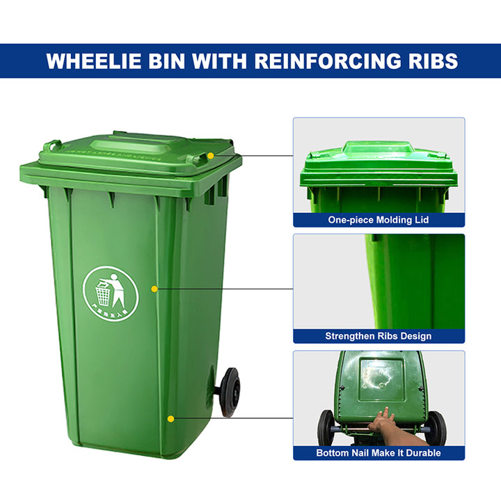 Outdoors 660L 1100L Large Plastic Industrial Dustbin Trash Garbage Waste Bins With Four Wheels