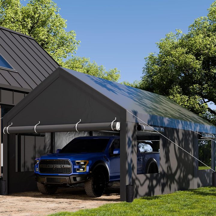 CODY Heavy Duty Portable 13*20ft Carport With Removable Sidewalls&doors Outdoor Garage