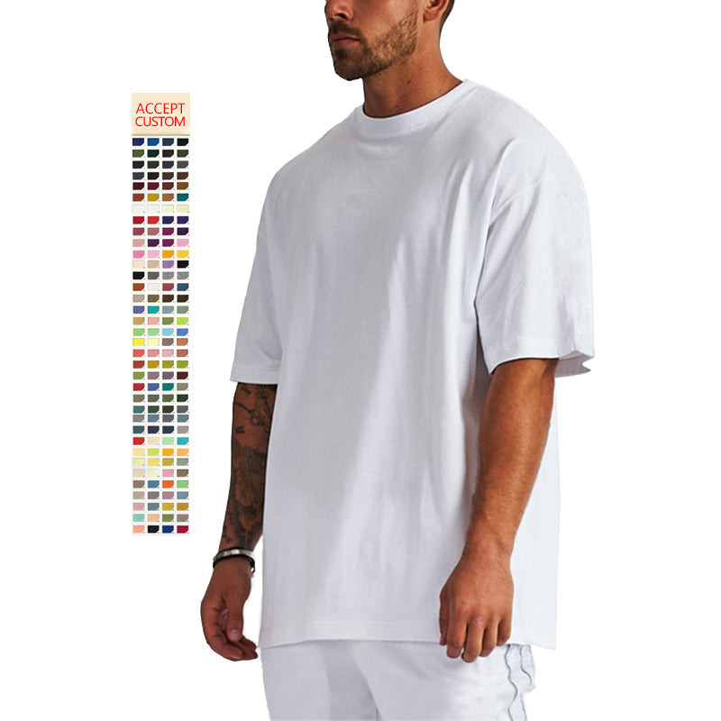 mens blank cotton tshirt loose drop shoulder design logo oversized custom t shirts