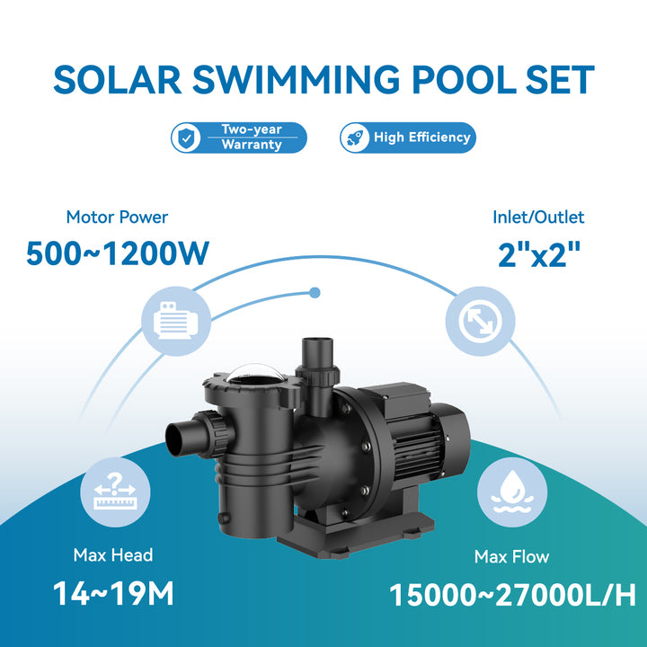 VEICHI 1200W 1.65HP 2HP 3 HP 900 Watt 1200W Price Cost Powered Controller with Solar Panels Swimming Pool Water Pump for Sale
