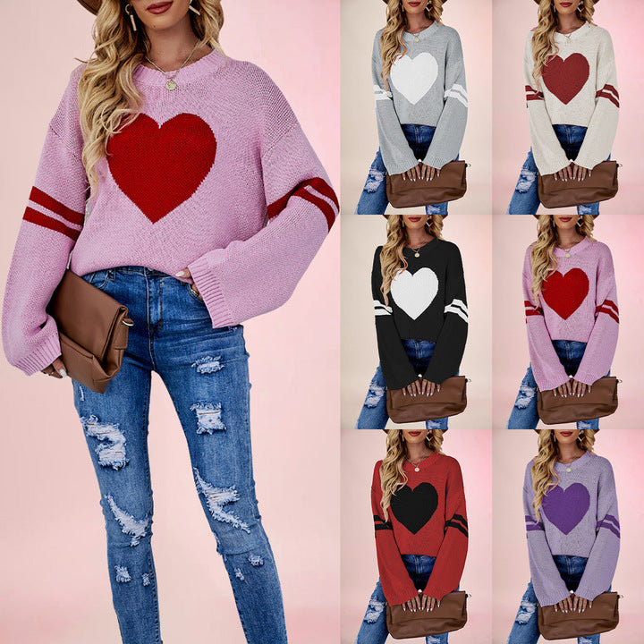 Trendy Women's Fashion Sweaters Winter Knitting Letter Crop Top Casual Street Wear Women Warm Red Sweater Top Fashionable