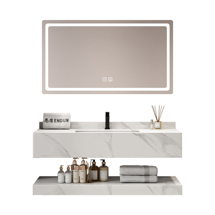 Hotel-Style Double-Layer Rock Plate Seamless Basin Wall-Mounted Face Wash Basin Integrated Ceramic Apartment Bathroom Bathrooms