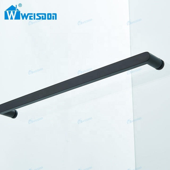 Weisdon Cheap Price Frameless Single Sliding Stainless Steel Tempered Glass Black Bathtub Shower Door