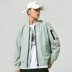 FEIBAI 2022  new version trend spring fall 100% polyester solid color baseball casual top stand collar men's jacket