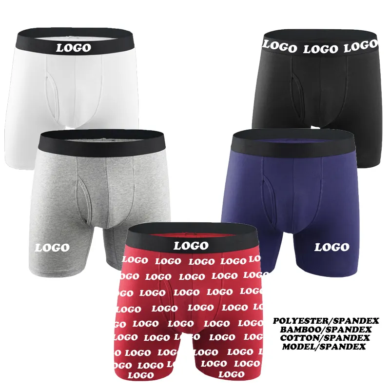 Mens Underwear Boxer Briefs Stretch Cotton Custom Designs Logo 5 Inch Inseam Men Underwear Plus Size Underwear For Men