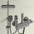 Hot Cold Wall Mounted Bathroom Shower Faucet Rain Rainfall Bathtub Mixer Piano Square Shower System Set