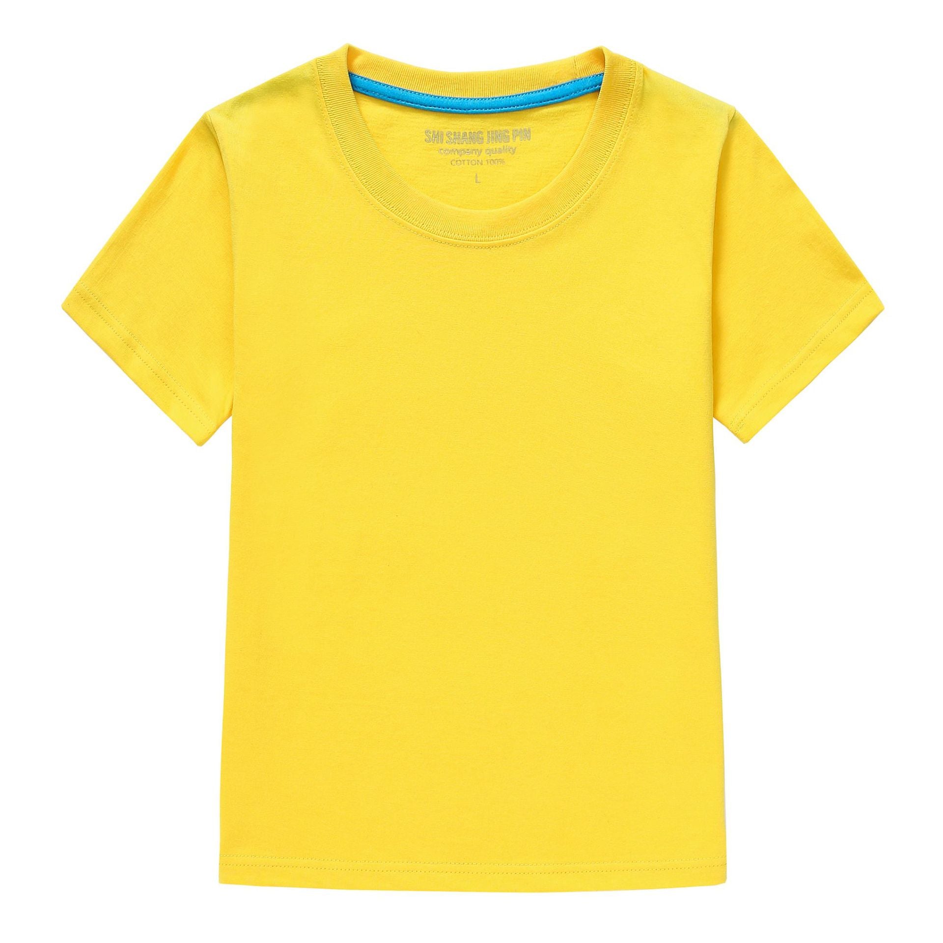 Wholesale Short Sleeve Solid Color Blank Shirts Child Kid Boys Girls Top Logo Custom Kids Cotton T Shirt
