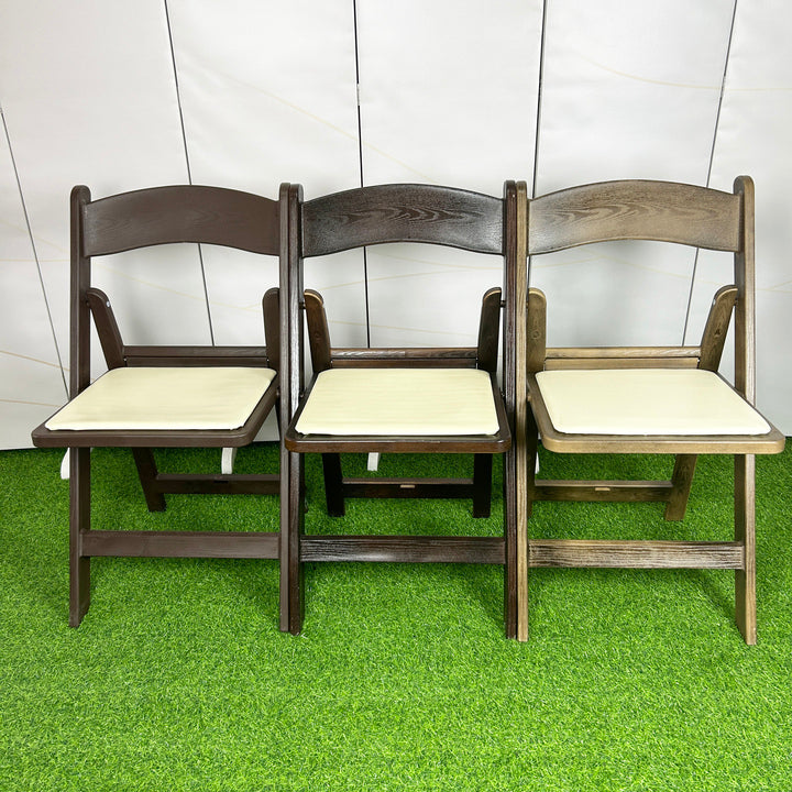 Wholesale Outdoor Durable Waterproof Wood Grain Resin Folding Garden Chairs for Events Wedding Banquets Party Restaurants Patio