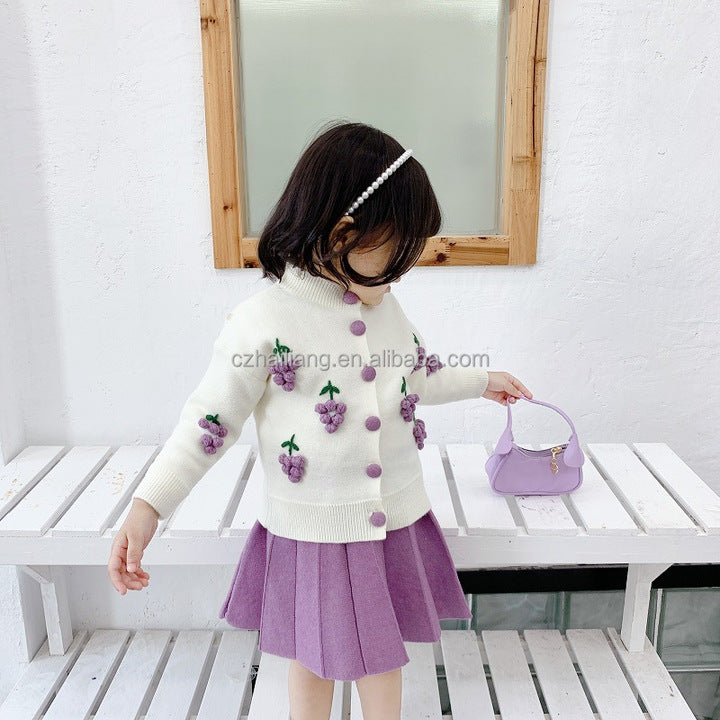 Fall Girl's Cardigan Sweater Top and Skirt 2 Piece Kids Clothing Sets Baby Sweaters Dress for Little Girls Clothes Babi Suit