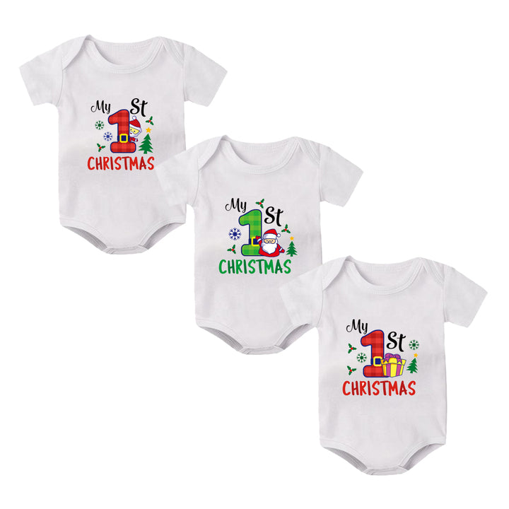 Custom High Quality Baby Bodysuit Cotton Fabric Long Sleeve Rompers Baby Clothes for My First Christmas Baby Clothes