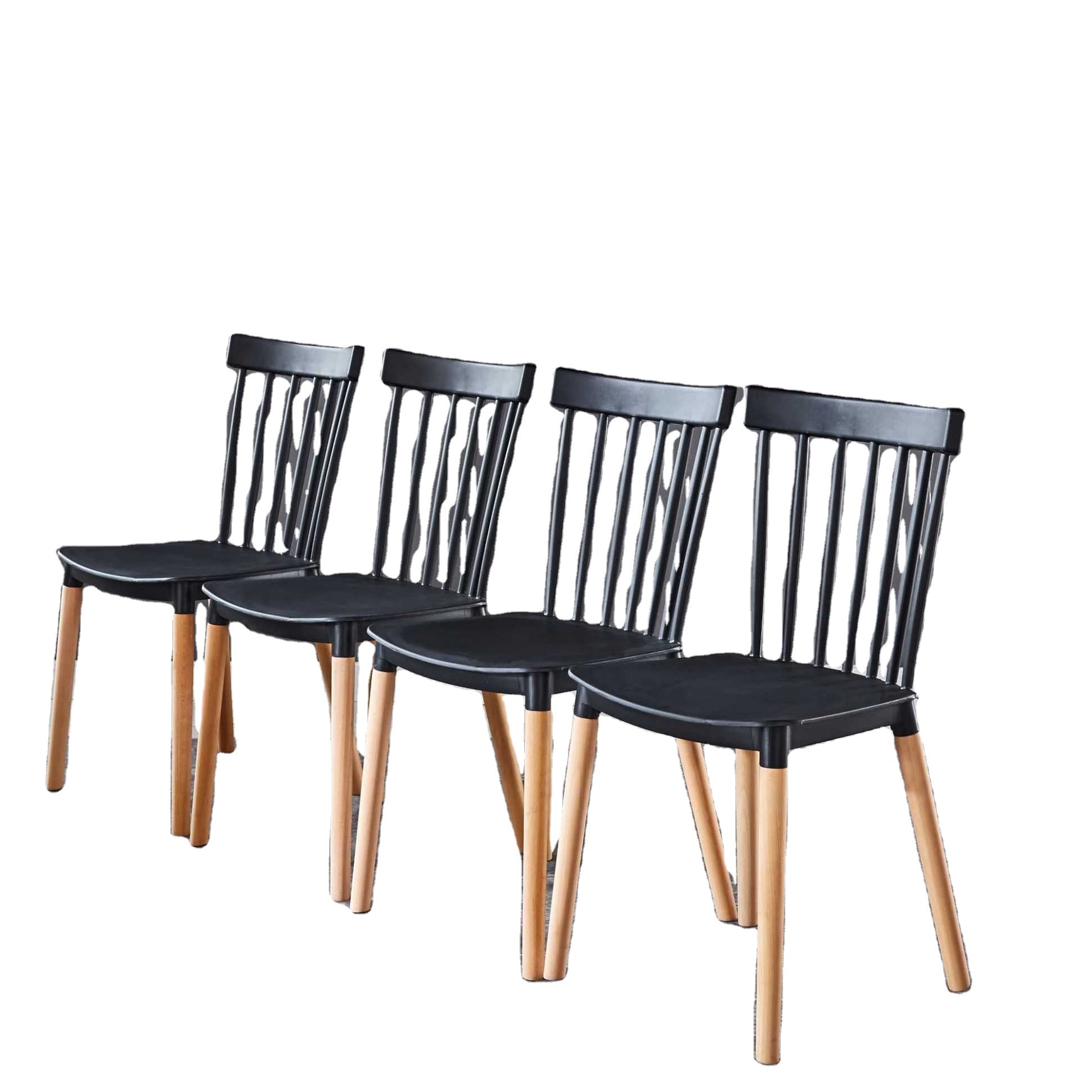 Restaurant Plastic Windsor Chair Home Furniture PP with Wooden Leg Customizable NEW Colorful Nordic Dining Room Modern