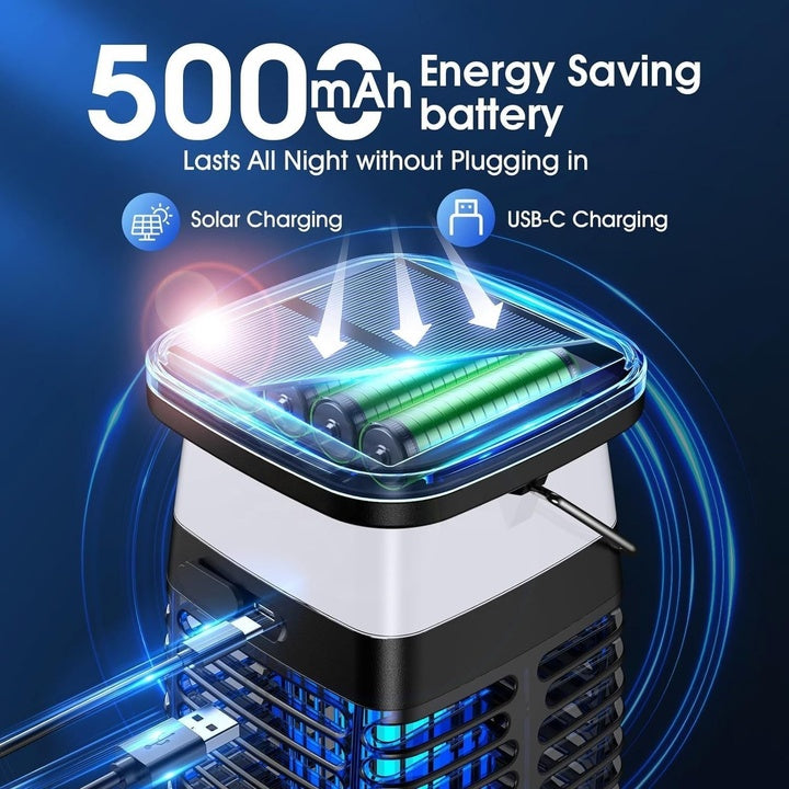 Rechargeable Solar-Powered Bug Zapper New Indoor Outdoor Waterproof IP44 Plastic Mosquito-Killing Lighting Fly Pest Function
