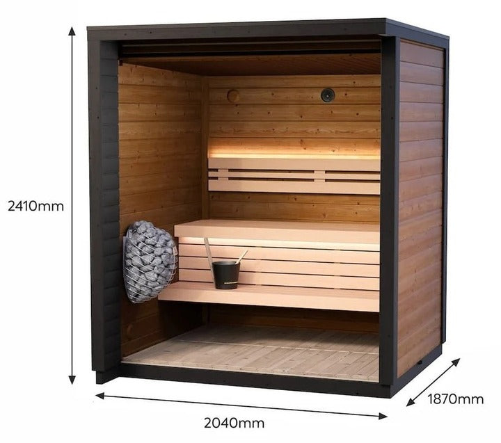 KLAFIN 3-Person Electric Infrared Solid Wood Control Panel Indoor/Outdoor Portable Wooden Infrared Massage Sauna Room Tubs