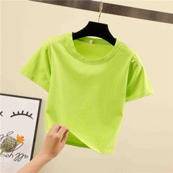 Fashion Wholesale Spring Oversize Blank Yoga Top Women Tees Cropped Plain T Shirt For Ladies
