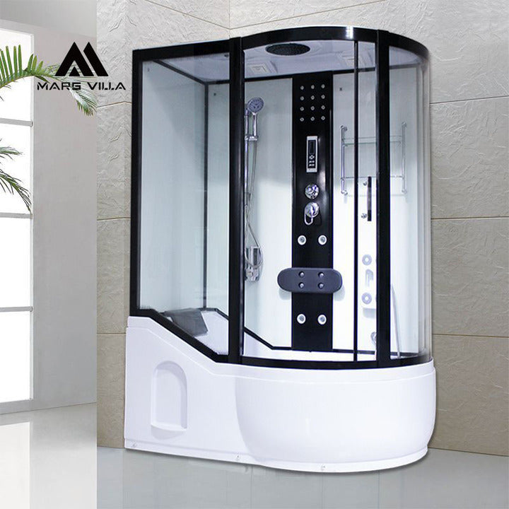 Mars Villa ETL Certified Sliding Aluminium Steam Shower Cabin Bathtub USA Market High Performance Massage Jets Toughened Glass