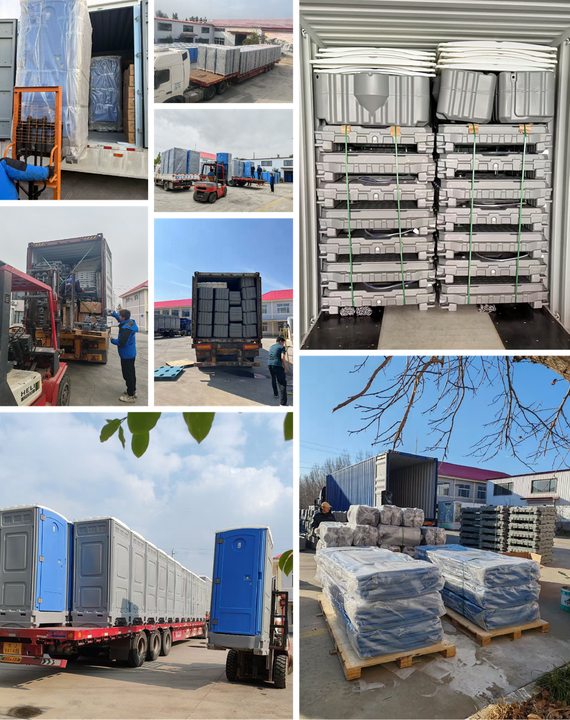 Portable Restroom Outdoor HDPE Toilet Cabin with Hand Wash Station and 350L Storage Tank for Construction Site