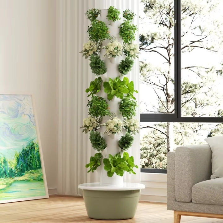 Oem Vertical Farming Tower Garden Vertical Hydroponic Growing System Hydroponic Aeroponic Tower 20 28 36 Plant LED Grow Lights