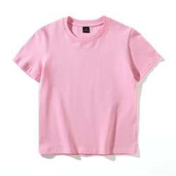 High Quality 200gsm 100% Cotton Children's Short Sleeve Loose T-shirt Boys Girls Solid Color Blank Printable Shirt Custom Logo