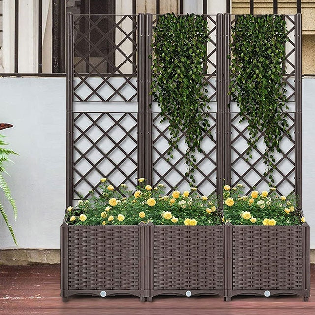 Plastic Raised Garden Bed Planter Box with Trellis