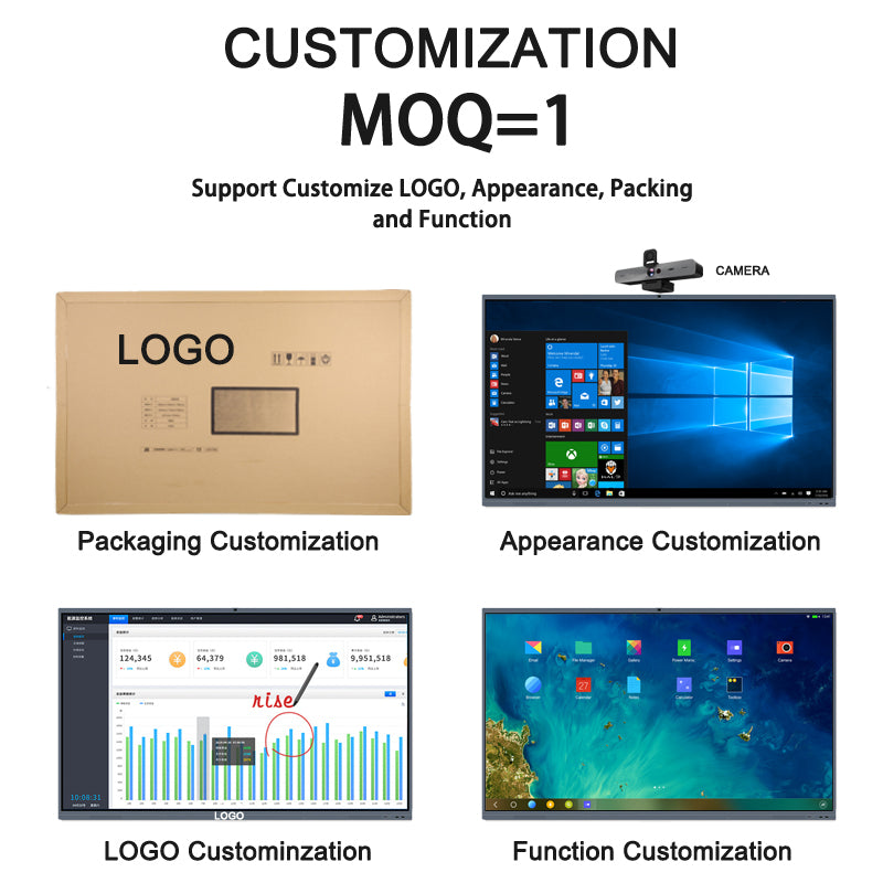 65 inch 100 inch ODM 4K Android OPS Interactive Display Smart Board 75 Inch Touch Screen Monitor Interactive Whiteboard