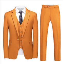 Men's casual suit Male groom coat men's suit men's suit three - piece setMen's evening dress
