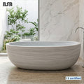 BSA Luxury White Wood Vein Marble Freestanding Bathtub Hand Carved Natural Stone Oval Soaking Tub for Villa Hotel Bathroom