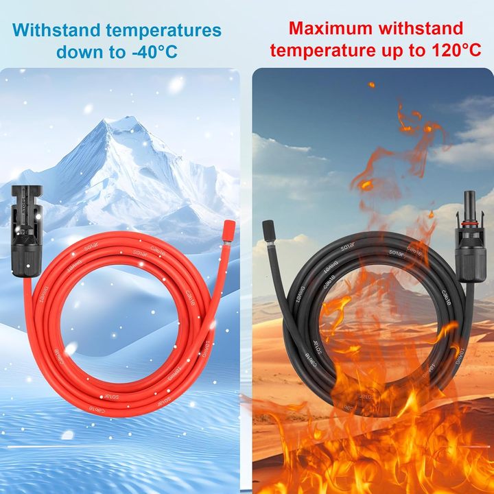 Solar Panel Cable PV Connector Wire 2.5mm2 4mm2 6mm2 With Connector Black 10 AWG Solar Extension Cable