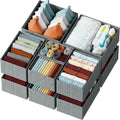 3 Pack Drawer Organizer Grey Storage Bins for Closet Baby Clothes Baby Underwear Bra Cabinet Organizers Sock Storage Box