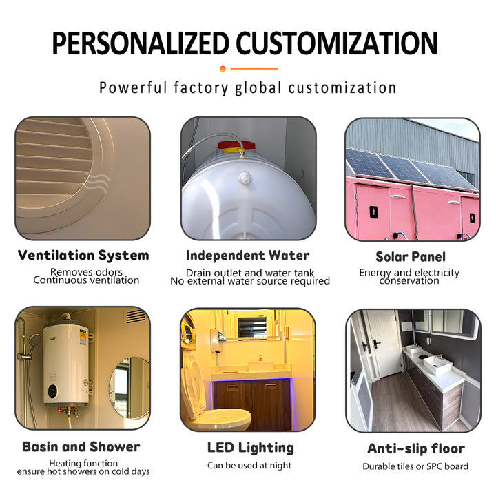VIP Luxury Steel Portable Public Toilet Cabin Trailer with Bathroom for Outdoor Events and Parks