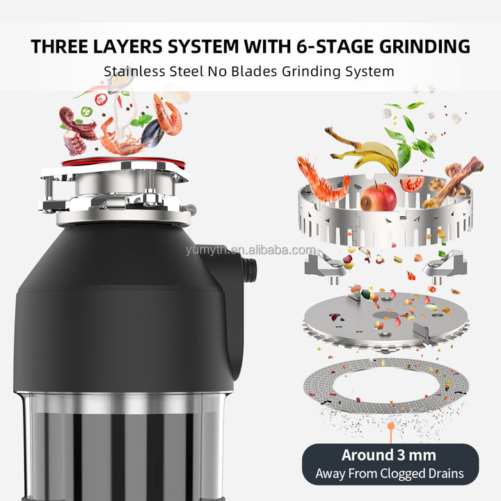 Factory Household Stainless Steel Kitchen Food Waste Disposal Sink Grinder AC Electric Continuous Garbage Disposer 400W Motor