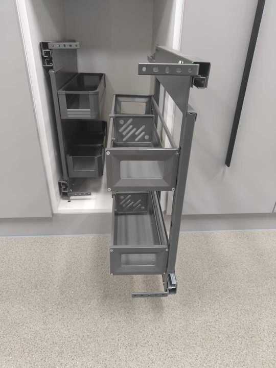 Pull Out Basket Aluminum Alloy Plastic Organizer Kitchen Storage Solution 2 Tier Spice Rack Seasoning Basket Hardware Accessory
