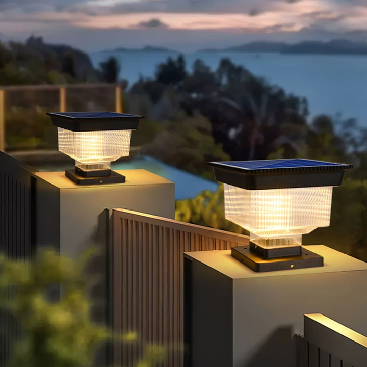 Outdoor Aluminum Solar Main Gate Column Light Waterproof Decorative LED Solar Landscape Garden Lights for Courtyard Pillar