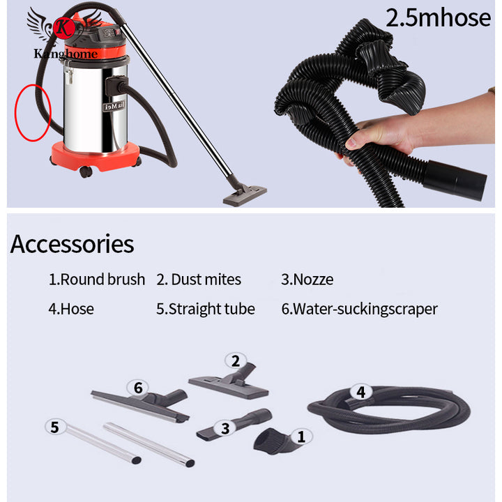 1200W Industrial Floor Wet and Dry Vacuum Cleaner 30L Indoor with Manual Cleaning Type