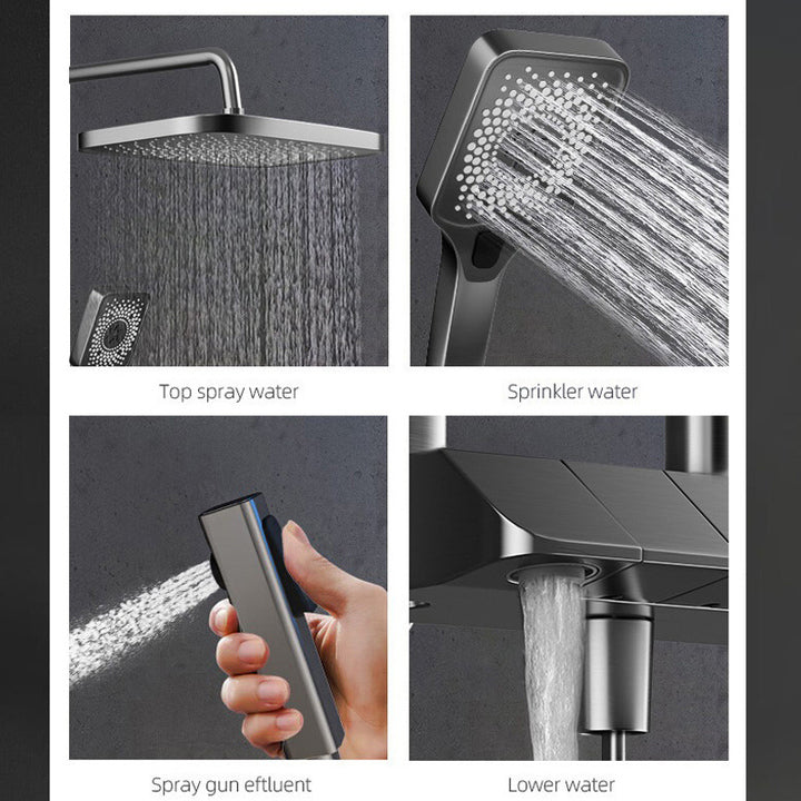 Hot Cold Wall Mounted Bathroom Shower Faucet Rain Rainfall Bathtub Mixer Piano Square Shower System Set