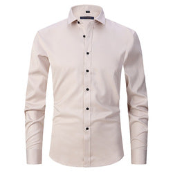 Men solid Shirts  S-8XL  New Mens Dress Shirts Long Sleeve Slim Casual Black White Social Male Clothes