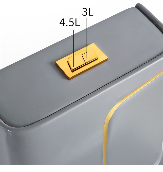 Modern Bathroom Sanitary Ware Square One Piece Toilet Bowl Floor Bathroom Sink and Ceramic Toilet Grey Gold Line Wc Toilet Set