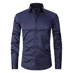 Men solid Shirts  S-8XL  New Mens Dress Shirts Long Sleeve Slim Casual Black White Social Male Clothes