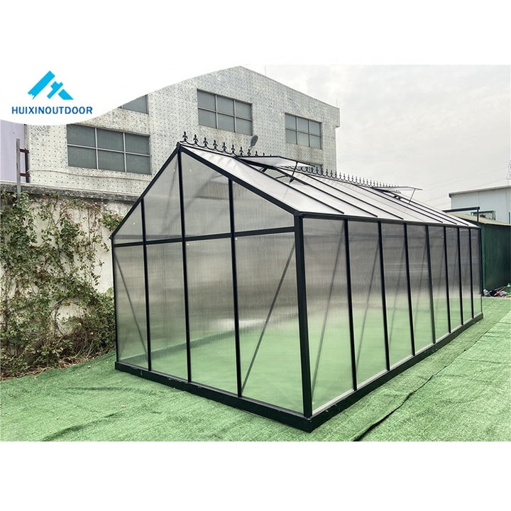Factory Price Galvanized Steel Base Polycarbonate Garden Plant Aluminum Prefabricated Outdoor Backyard Tunnel Glass Greenhouse