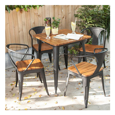 Nordic Outdoor Coffee Hotel Luxury Garden Solid Wood Industrial Iron Dinning Room Wood Dining Table And Chair Set