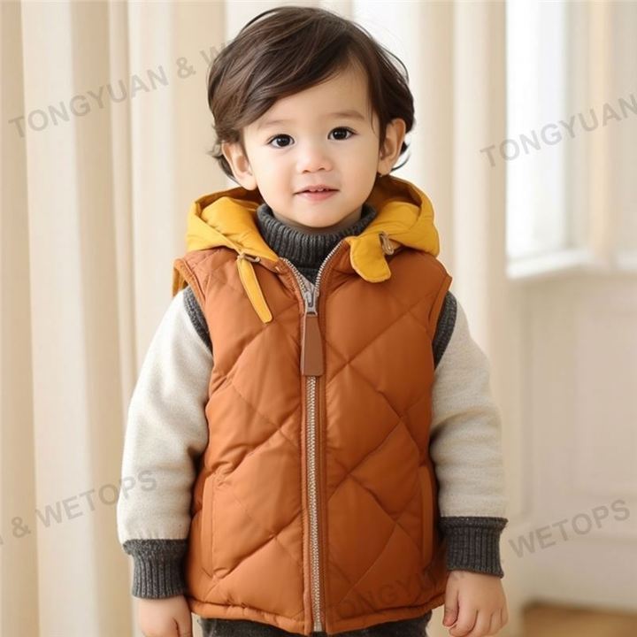 Fall Winter Boutiques Baby Girls Boys Sleeveless Kids Autumn Cashmere Vest With Thickened Down Cotton Jacket