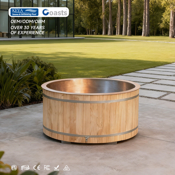 High Quality Built for Home Natural Wood Ice Bath Tub with Chiller and Filter Ice Therapy Outdoor Cold Plunge