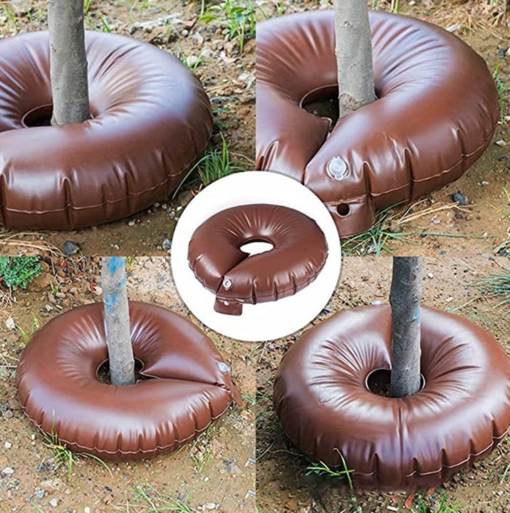 PVC Tree Watering Bag/Ring with Deep Root & Low-Profile Slow Release for Planted Multi-Trunk or Evergreen Trees