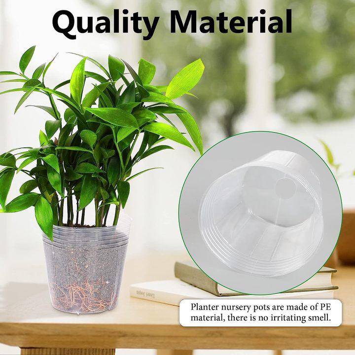 4" Reinforced Clear Nursery Pots with Drainage Holes Plastic Transparent Pots for Plants
