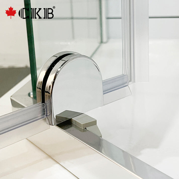 CKB Modern Straight Freestanding Tempered Glass Neo Angle Semi-Frameless Pivot Aluminum Shower Enclosure