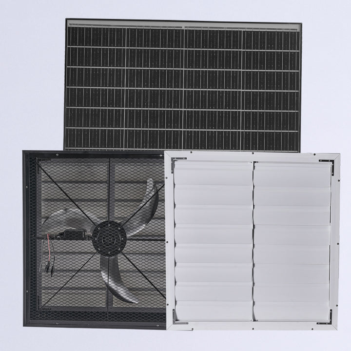 OEM ODM China Supply Solar Powered DC Brushless Motor Wall-Mounted Vent Fan Dual Power Smart Control Remote for Greenhouse Farm
