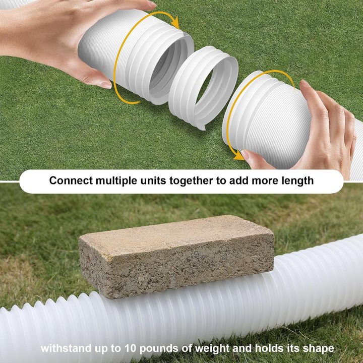 2 Pack PE Rain Gutter Downspout Extensions Durable Drain Extension with Connector
