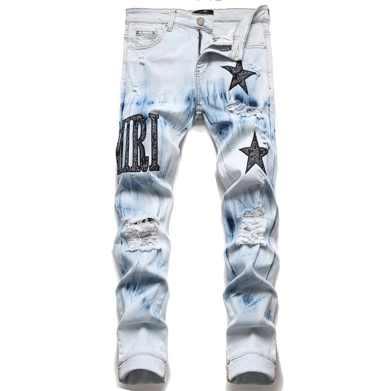 Best Quality Fashion Denim Garment Vintage Painted Jeans Custom Slim Denim Jeans Mens