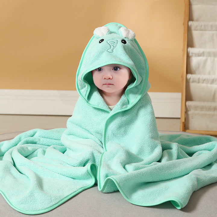 Soft Cartoon Animal Shape Baby Hooded Towel Coral Velvet Microfiber Baby Shower Towel Ponchohooded Towel