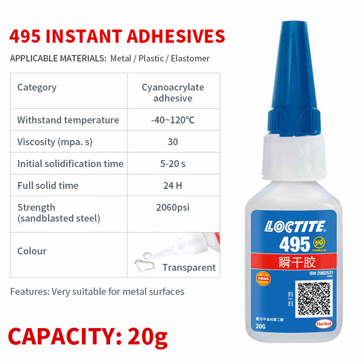 China Manufacturer Supply Loctit 401 403 406 460 495 496 Bonding Plastic Metal Rubber Cyanoacrylate Adhesive Super Instant Glue